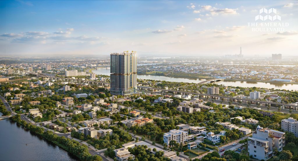 The Emerald Boulevard nổi bật với thế đất “tứ diện thủy tụ”